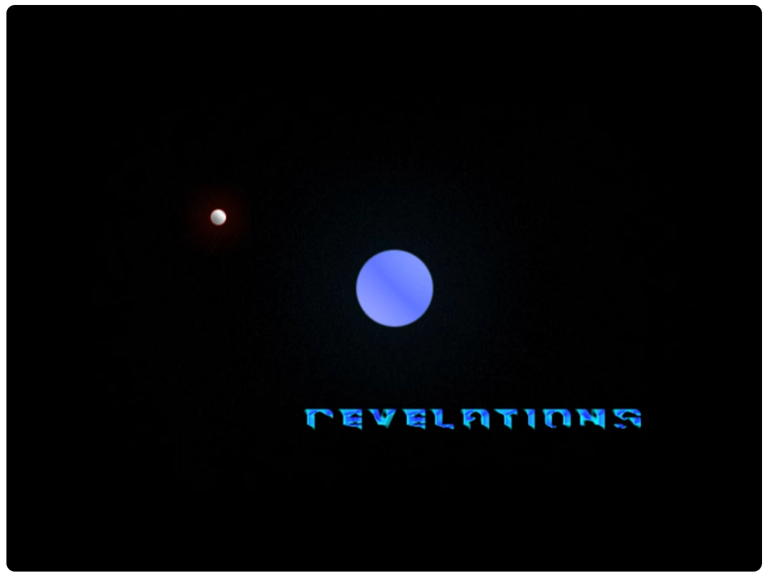 Revelations early Pombrah artwork with two planets against a black field