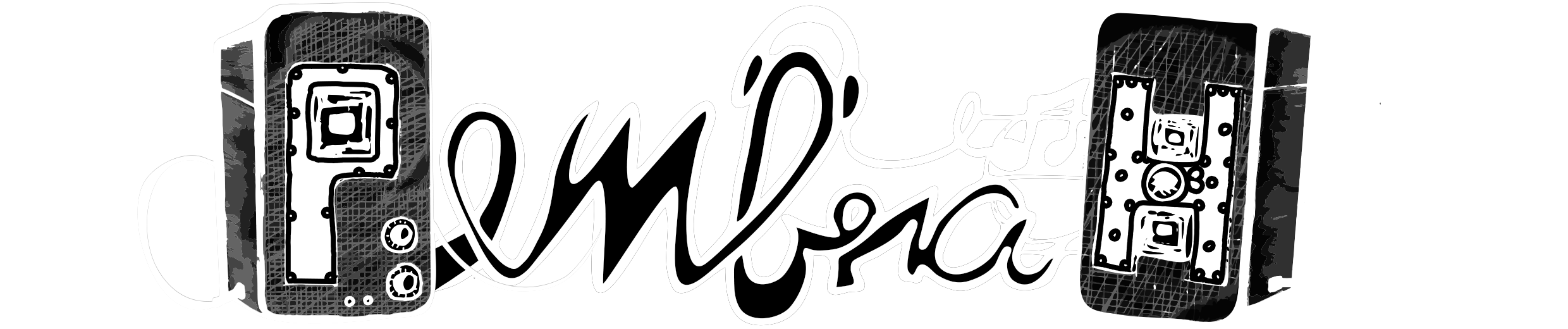 Black and white Pombrah logo variant designed for a dark background